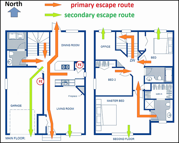 National Home Fire Escape Plan Guidelines CAD Pro